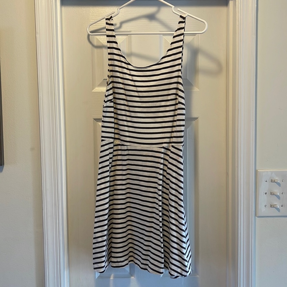 Black and White stripped open back dress
